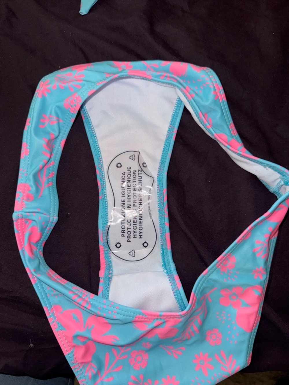 SHEIN Aqua Blue and Pink Floral Bandeau Bikini - Picture 5 of 6